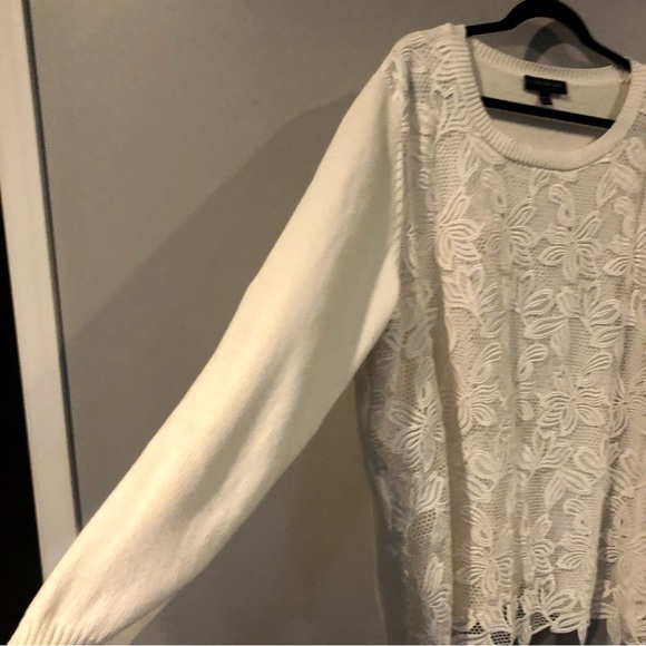 Lane Bryant Winter White Lace Sweater 26/28 - Picture 3 of 5
